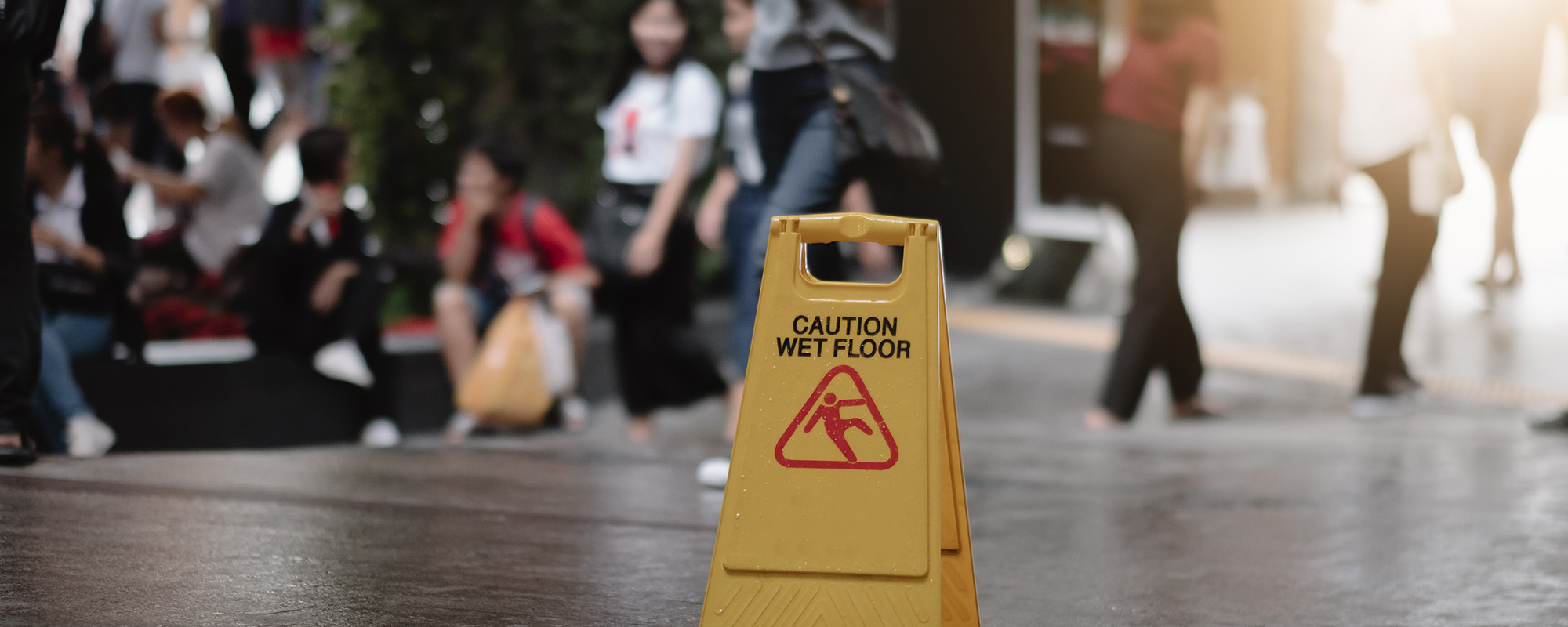 sign showing warning of caution wet floor