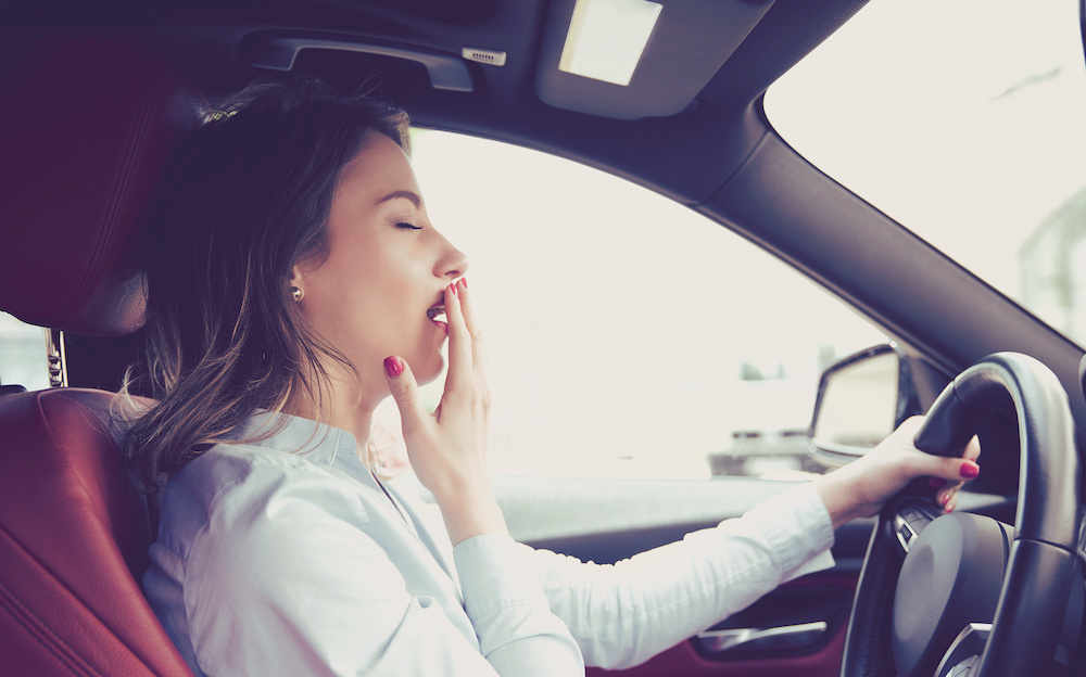 woman driving fatigued