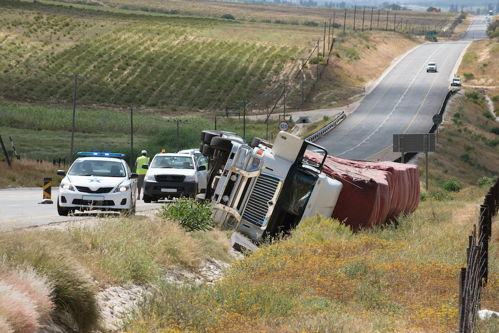 overturned truck accident