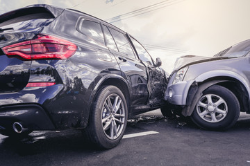 two cars colliding