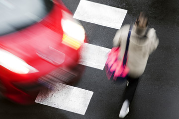 car about to hit a pedestrian