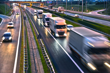 trucks on road