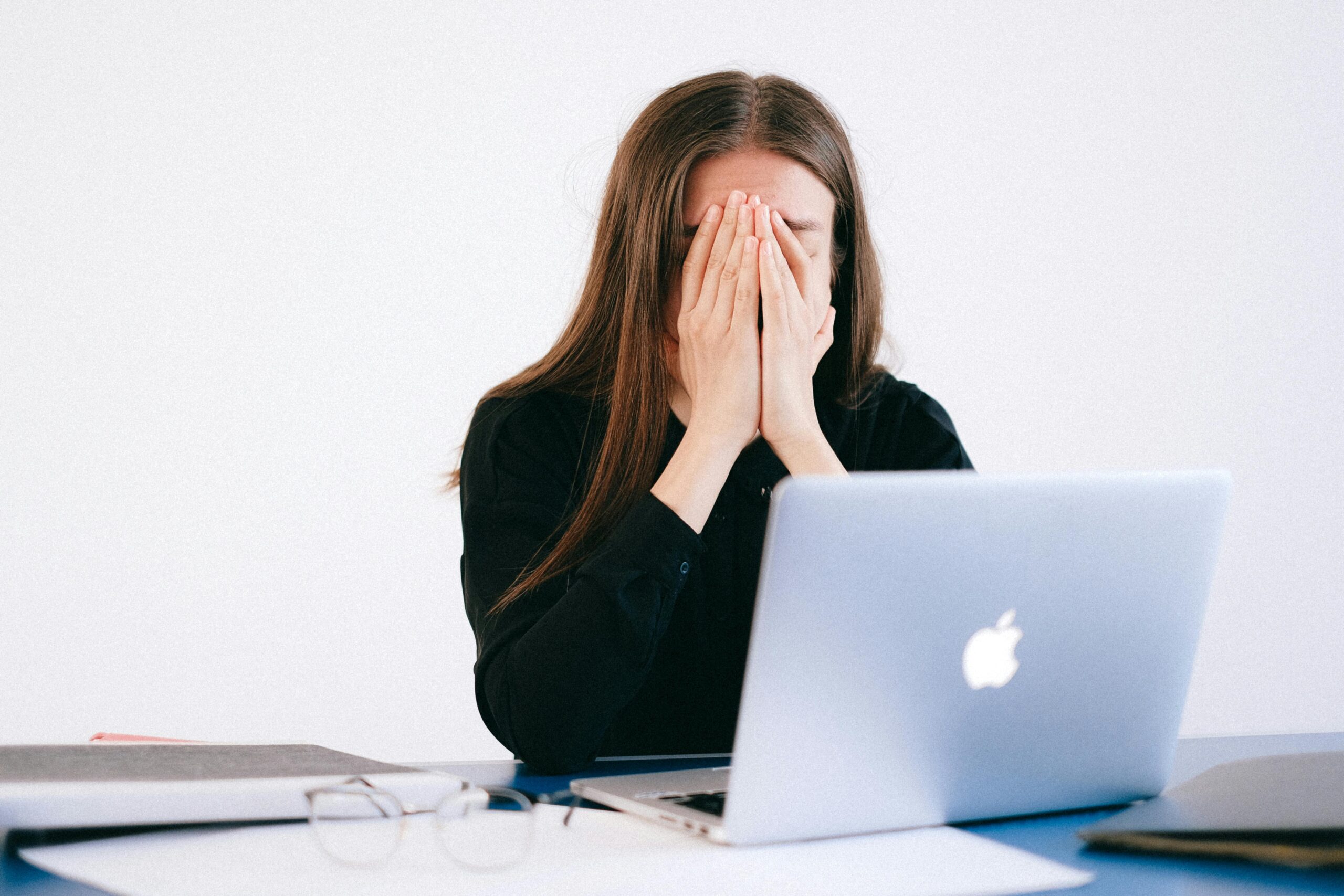 stressed woman with computer